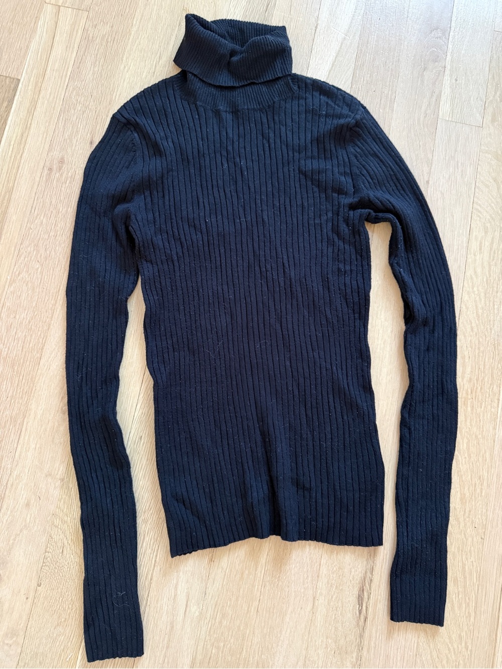 Black Ribbed Turtleneck Sweater